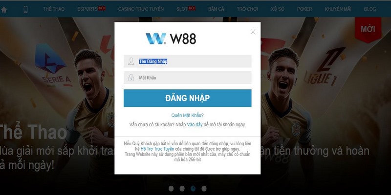 Điền thông tin để đăng nhập W88 nhanh chóng và hiệu quả